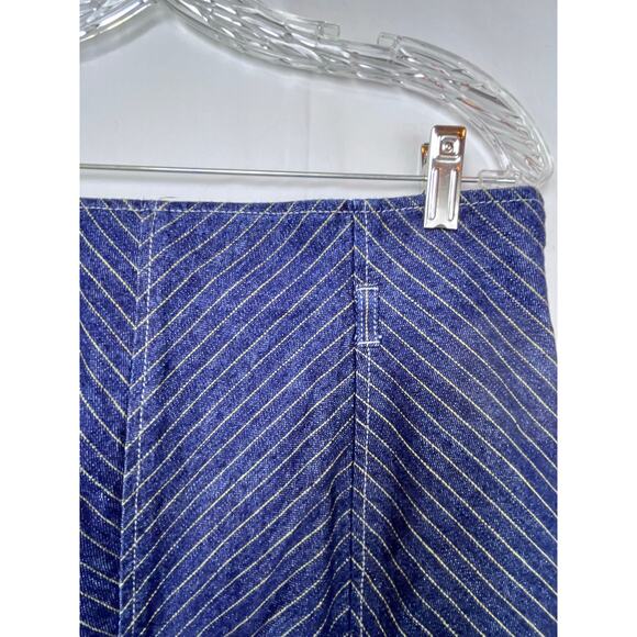 The Look by Randolph Duke Women's Size 16 Blue Striped Denim Ruffled Hem Skirt - Picture 7 of 8